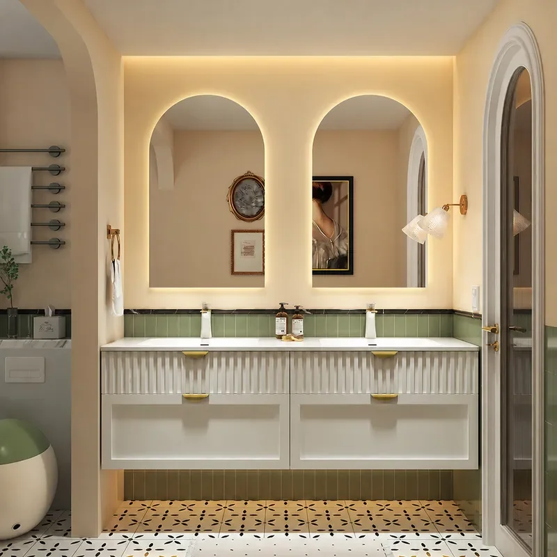 Home Bathroom Vanity Combo - Kabinet Kamar Mandi Gaya Krim dengan