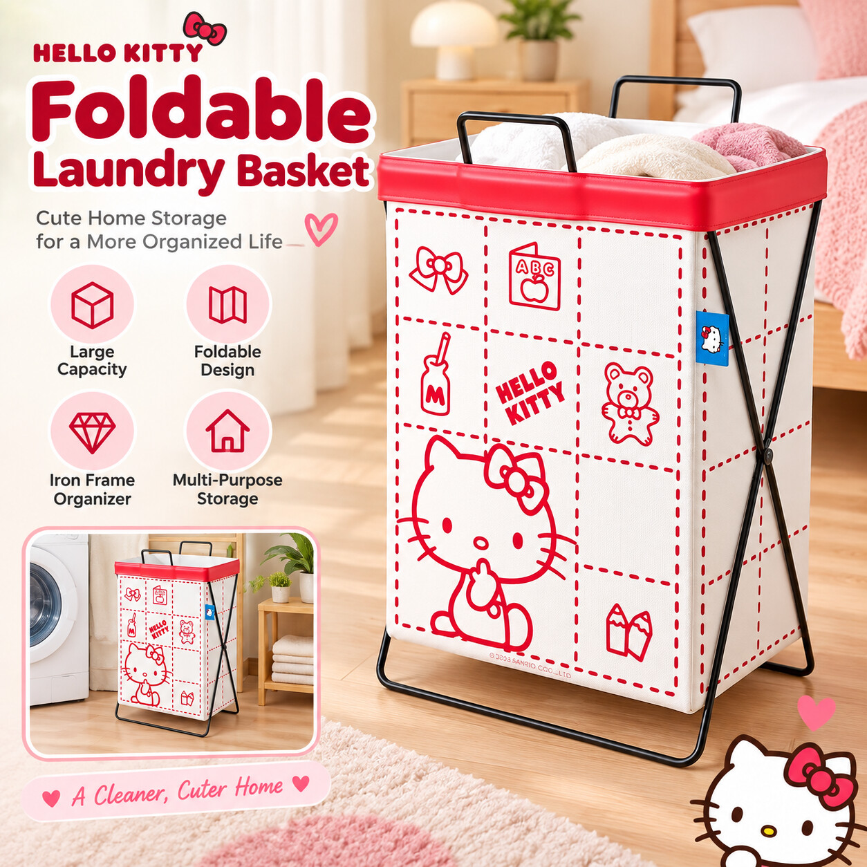 Home Edit Bathroom Storage - Keranjang Pakaian Besar dengan Rangka Baja