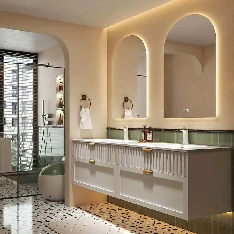 Kabinet Kamar Mandi Gaya Krim  - Home Bathroom Vanity Combo ulasan dan harga